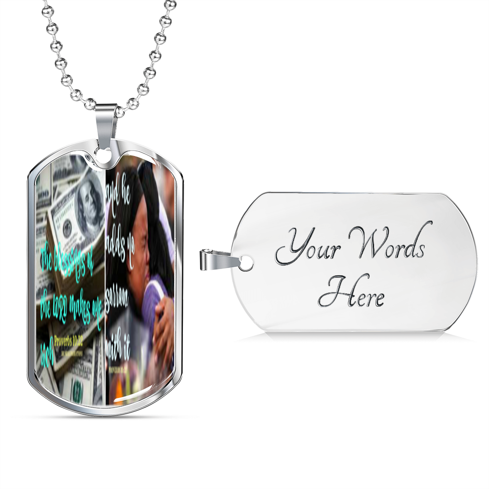 IKE MENS SCRIPTURE COLLAGE MILITARY CHAIN NECKLACE
