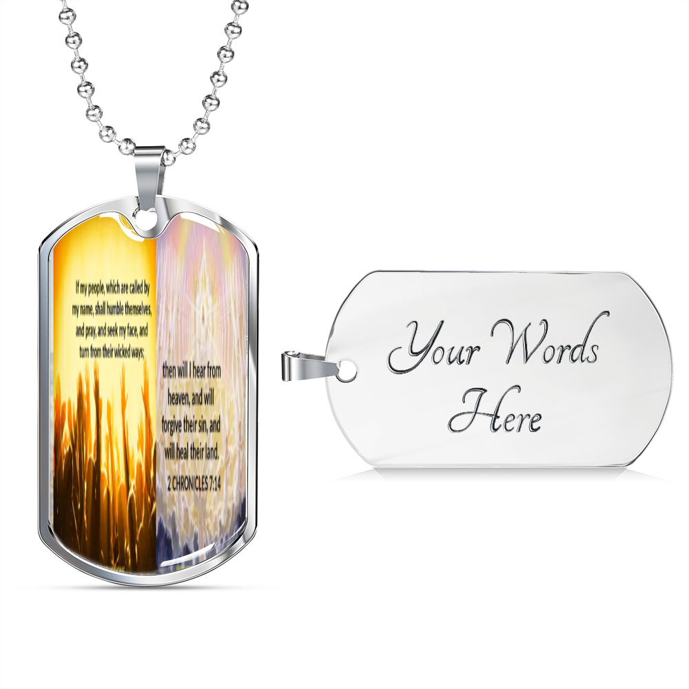 IKE MENS SCRIPTURE COLLAGE MILITARY CHAIN NECKLACE