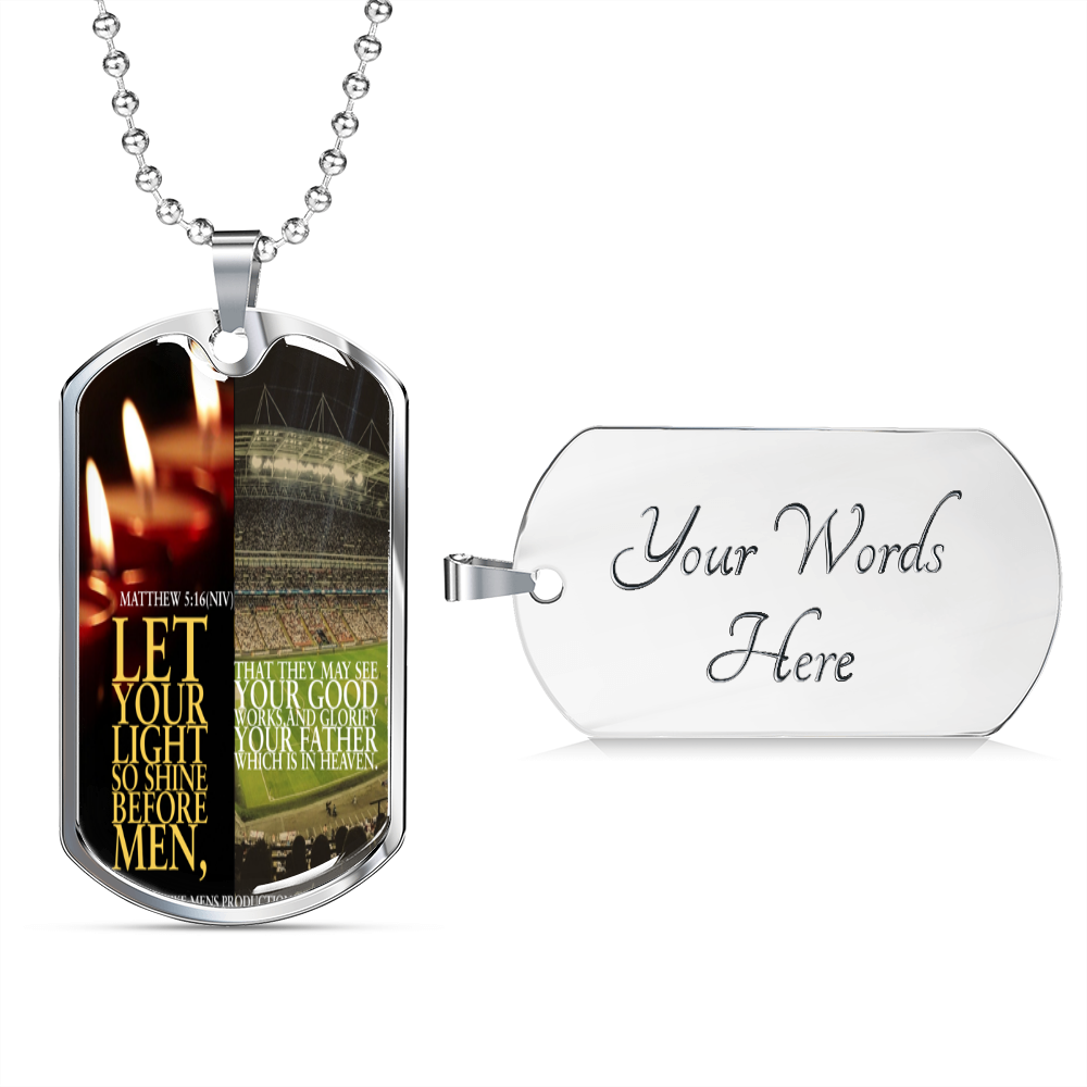 IKE MENS SCRIPTURE COLLAGE MILITARY CHAIN NECKLACE