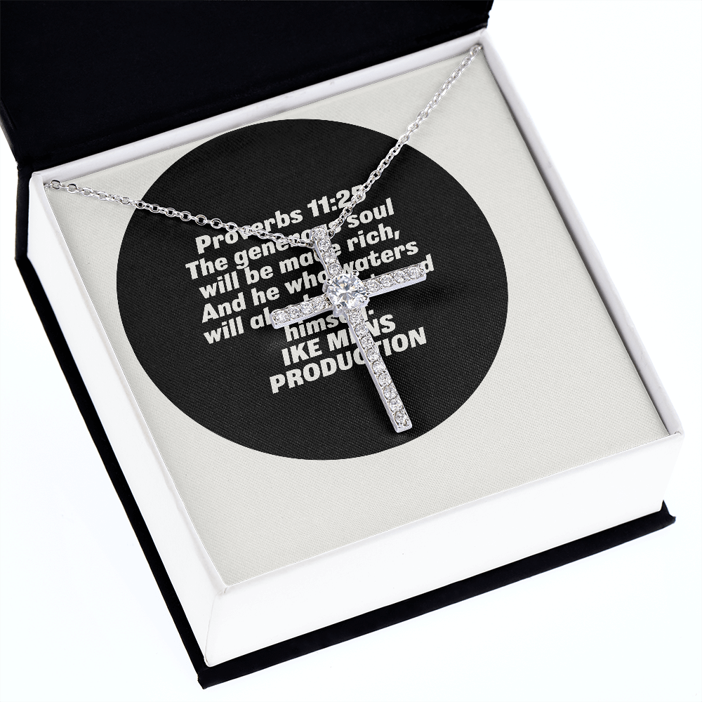 CZ cross necklace with a Scripture Proverbs Quote