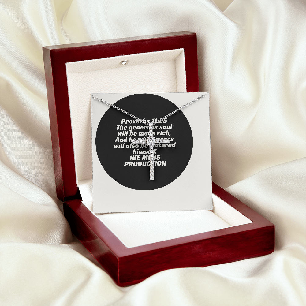 CZ cross necklace with a Scripture Proverbs Quote