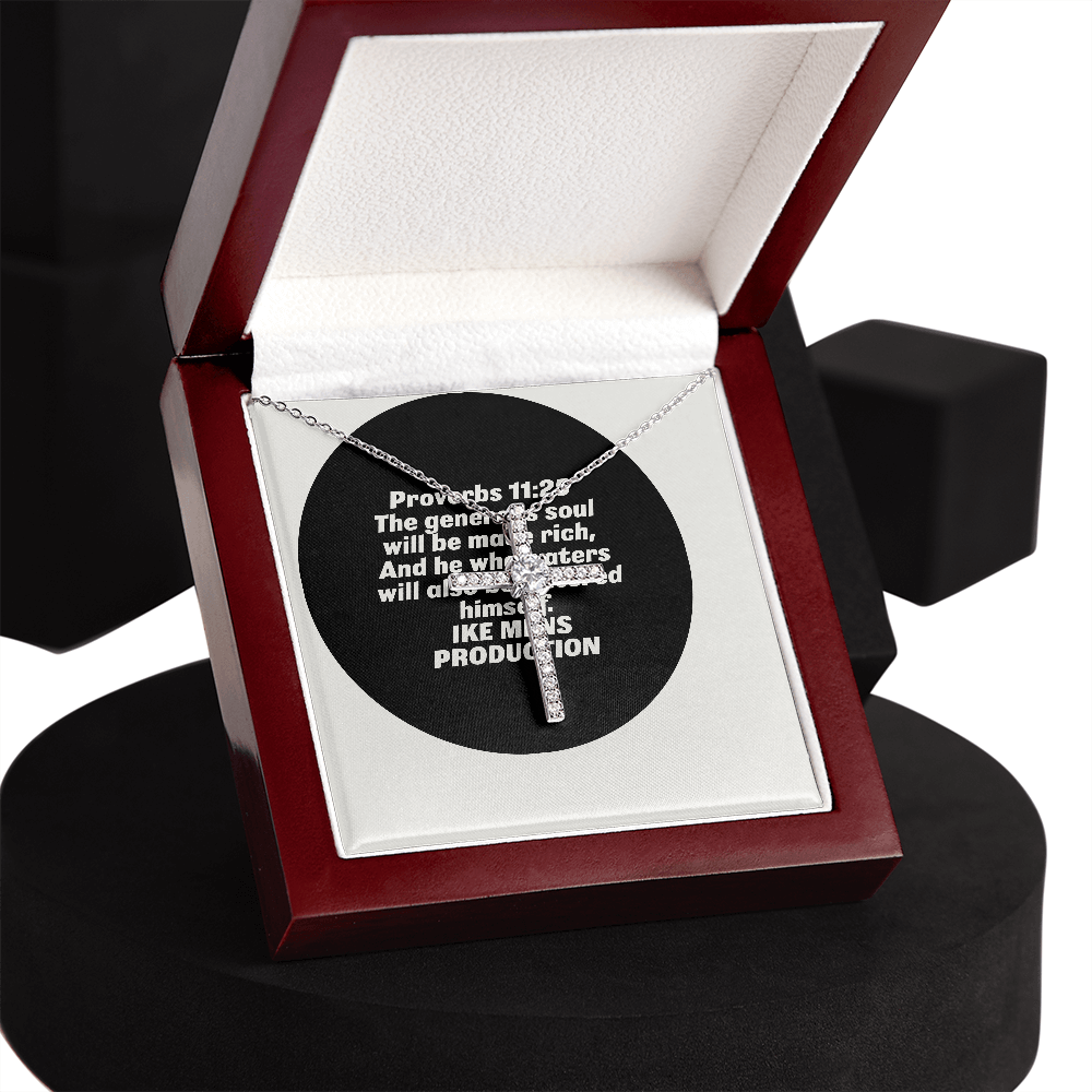 CZ cross necklace with a Scripture Proverbs Quote