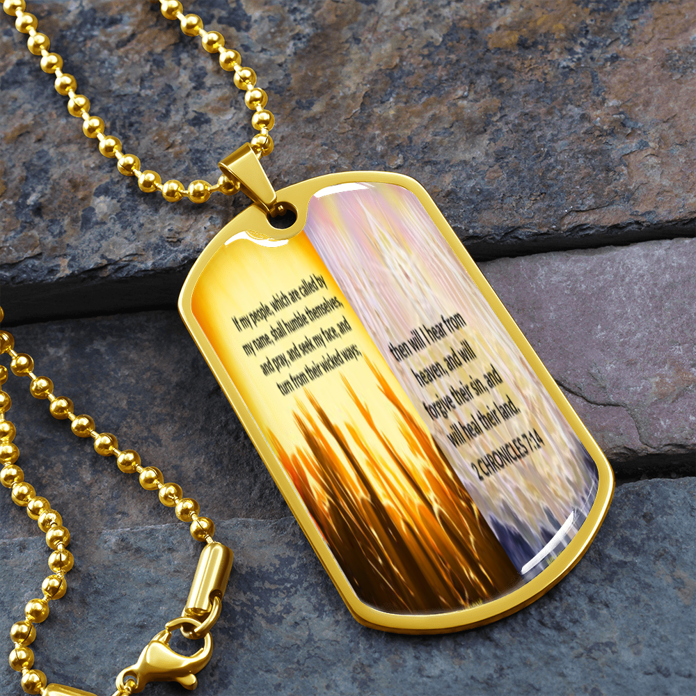 IKE MENS SCRIPTURE COLLAGE MILITARY CHAIN NECKLACE