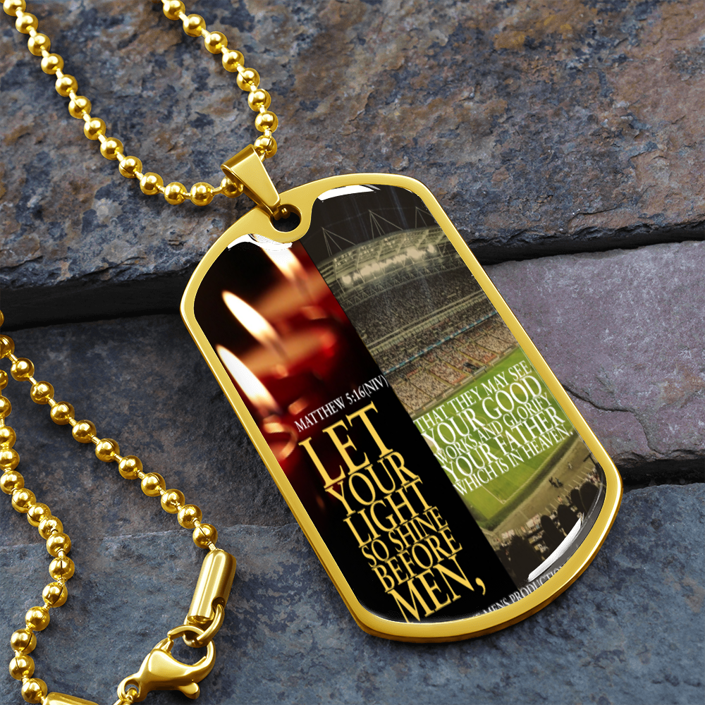IKE MENS SCRIPTURE COLLAGE MILITARY CHAIN NECKLACE