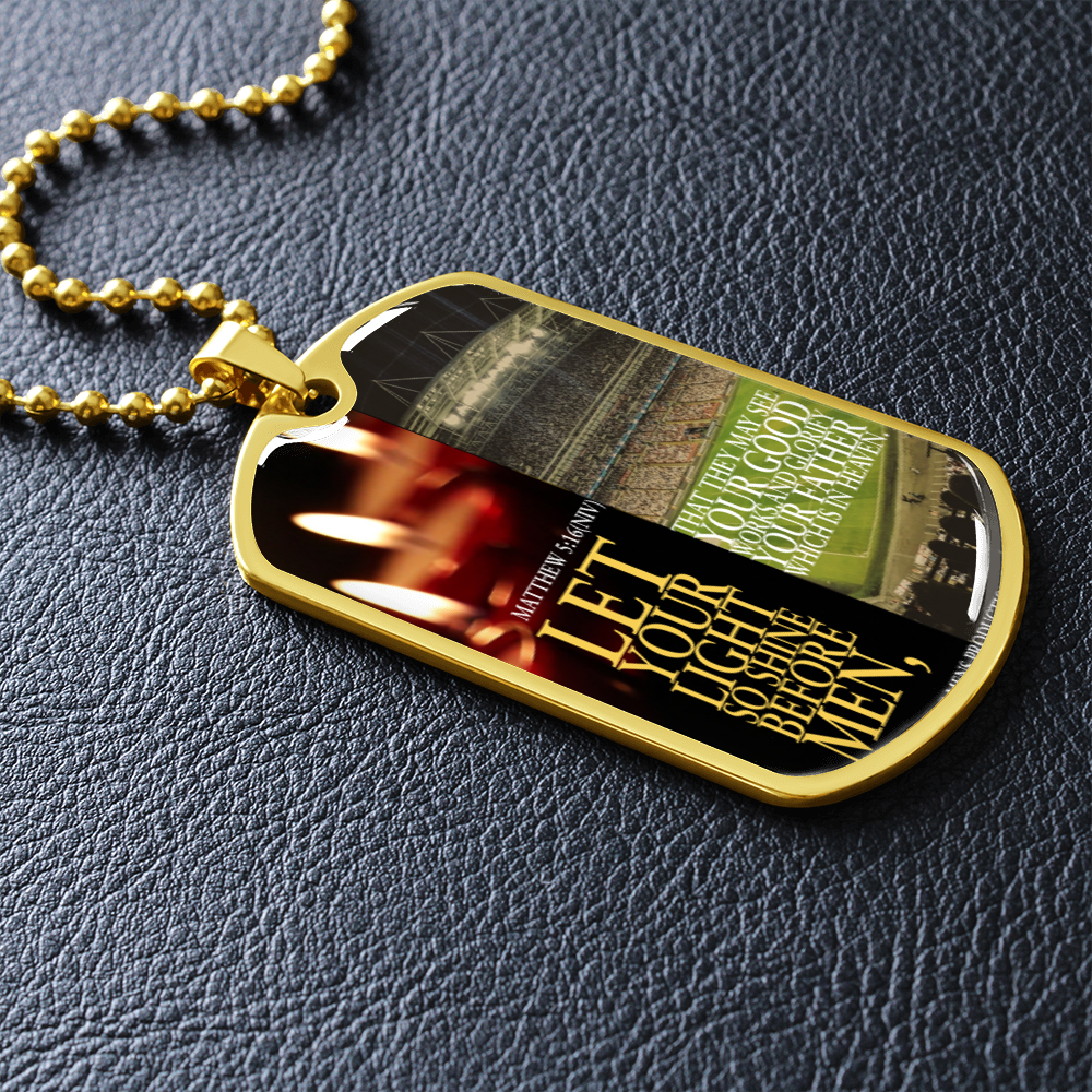 IKE MENS SCRIPTURE COLLAGE MILITARY CHAIN NECKLACE