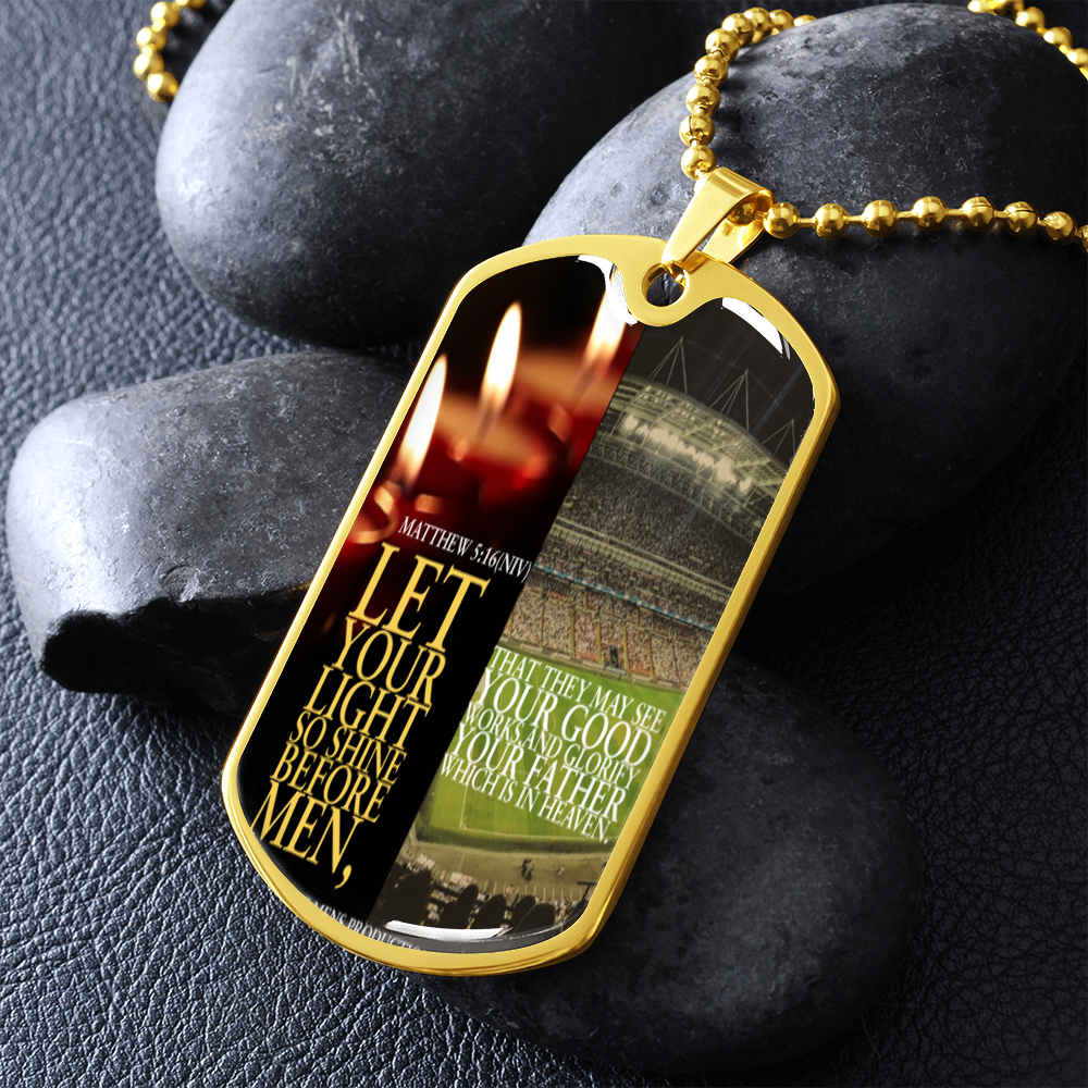 IKE MENS SCRIPTURE COLLAGE MILITARY CHAIN NECKLACE