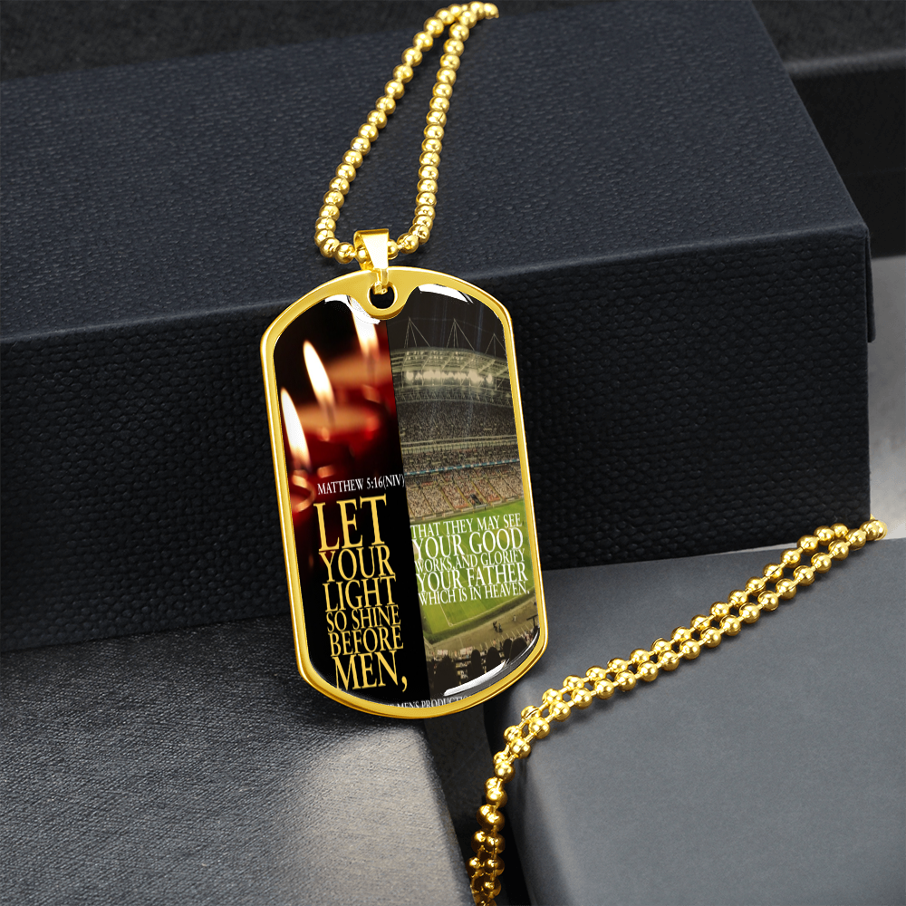 IKE MENS SCRIPTURE COLLAGE MILITARY CHAIN NECKLACE