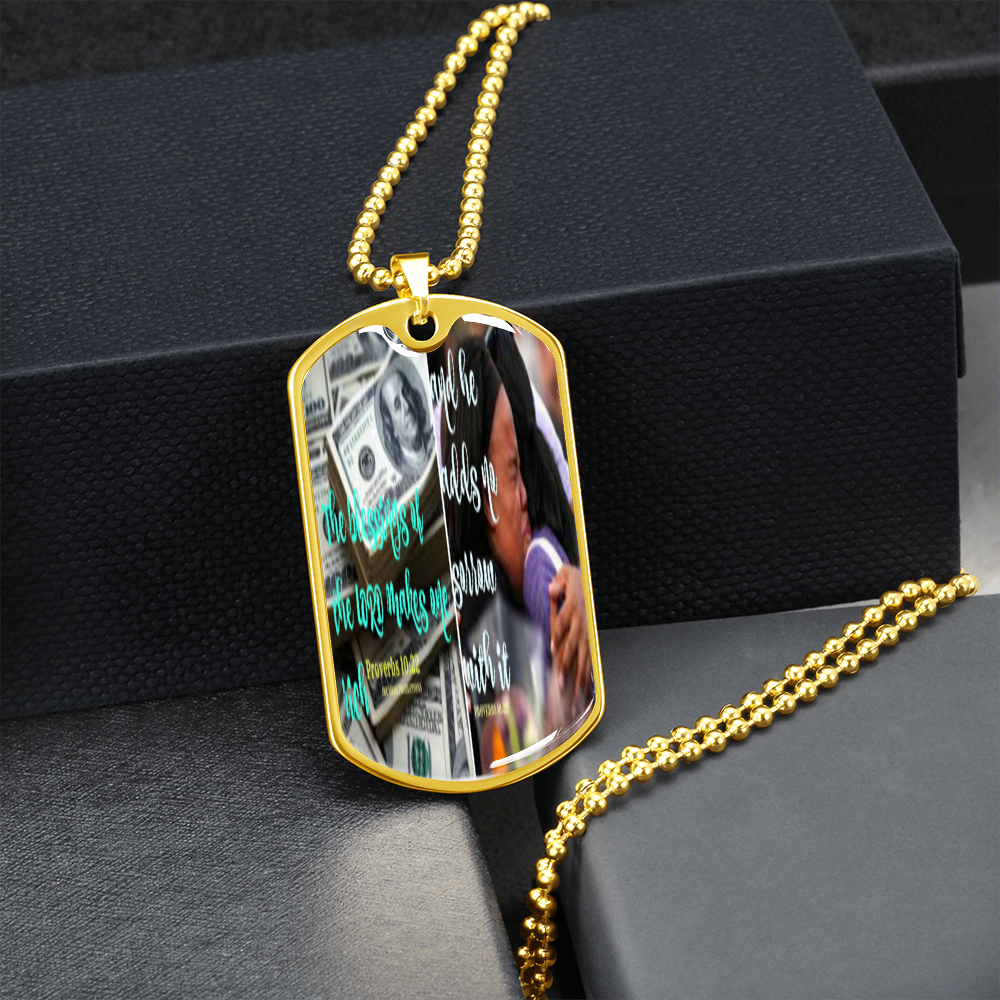 IKE MENS SCRIPTURE COLLAGE MILITARY CHAIN NECKLACE