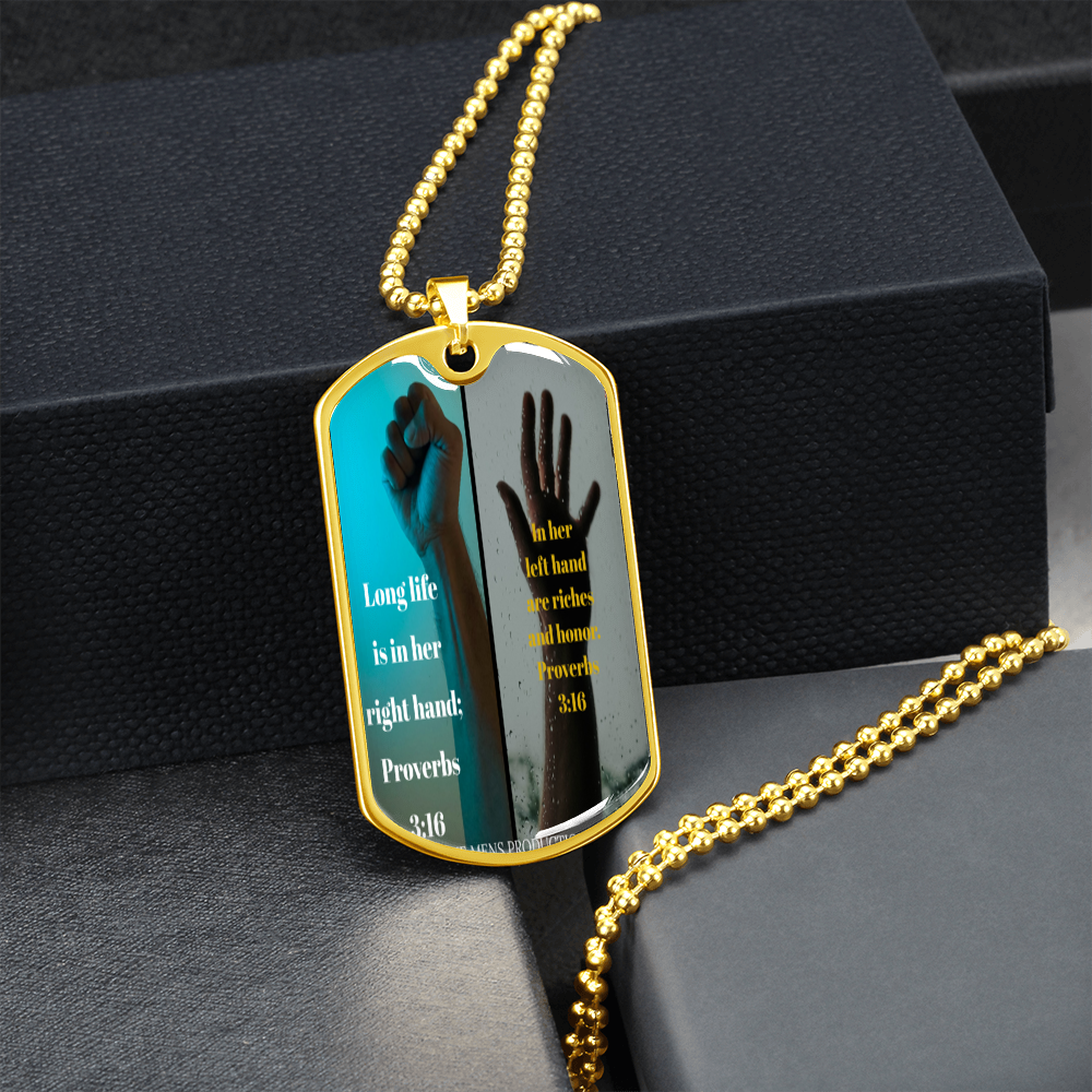 IKE MENS SCRIPTURE COLLAGE MILITARY CHAIN NECKLACE