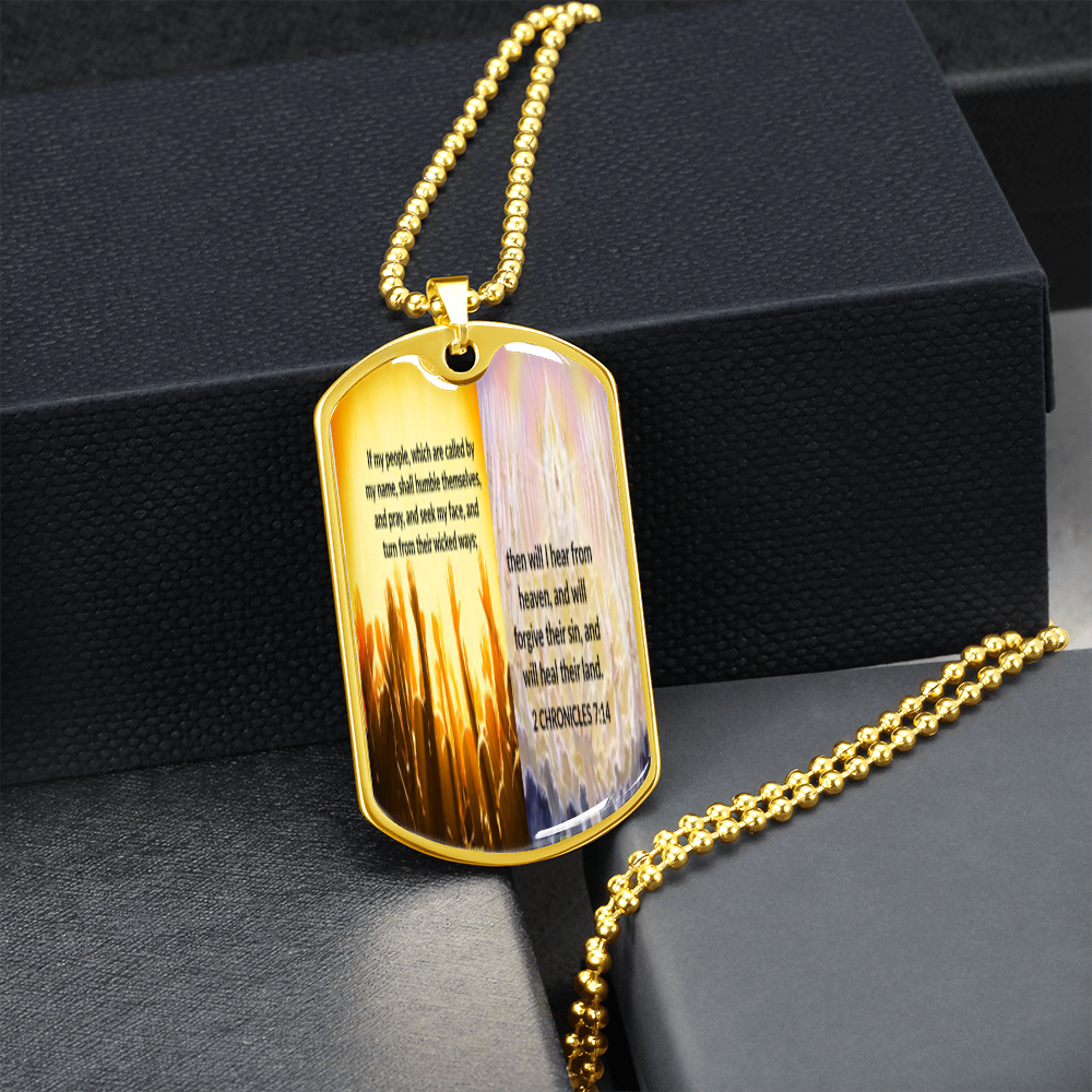 IKE MENS SCRIPTURE COLLAGE MILITARY CHAIN NECKLACE