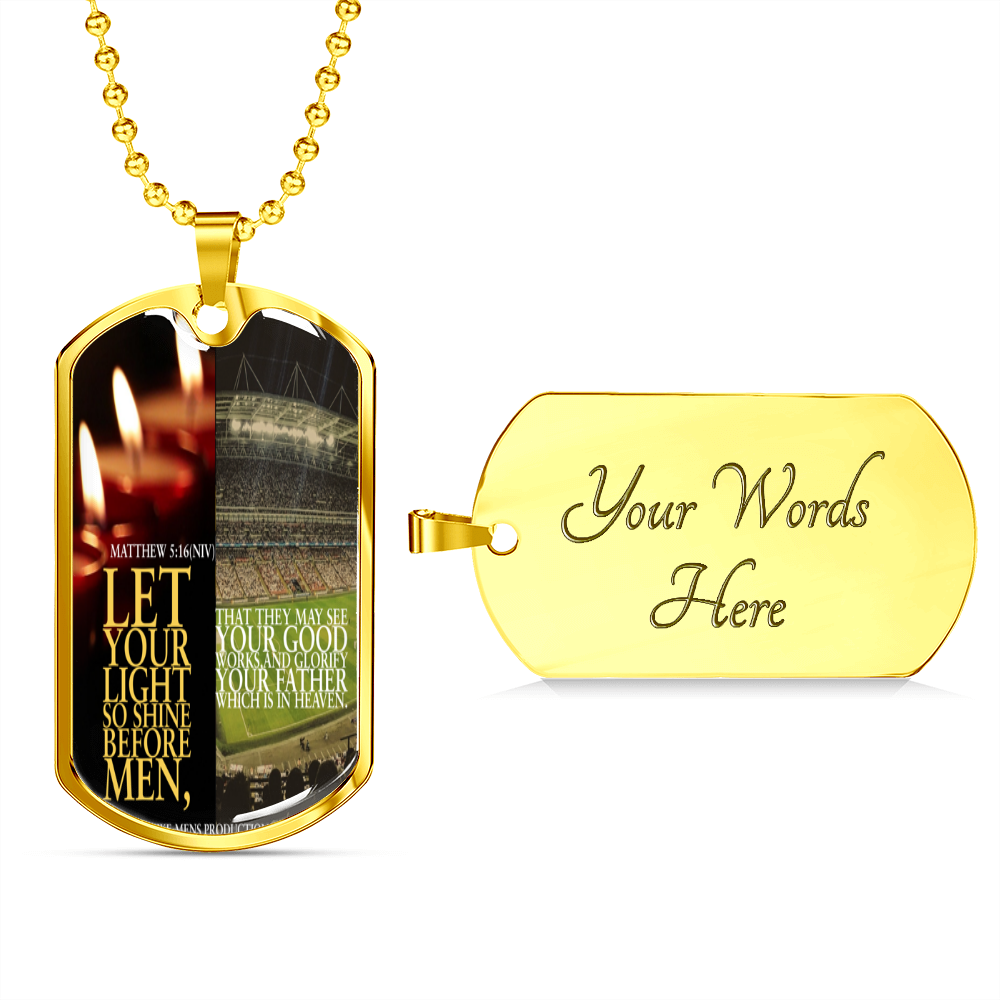 IKE MENS SCRIPTURE COLLAGE MILITARY CHAIN NECKLACE