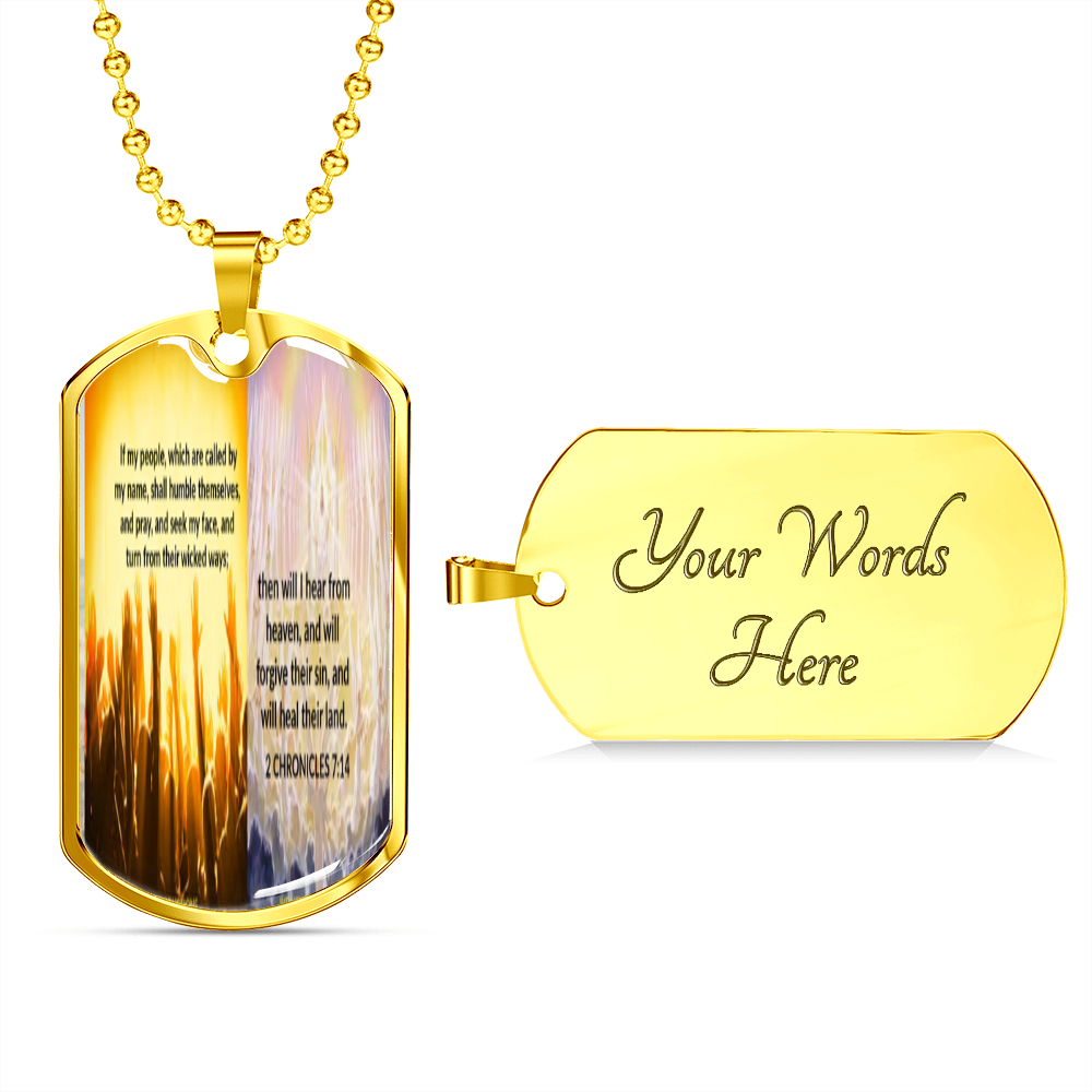 IKE MENS SCRIPTURE COLLAGE MILITARY CHAIN NECKLACE