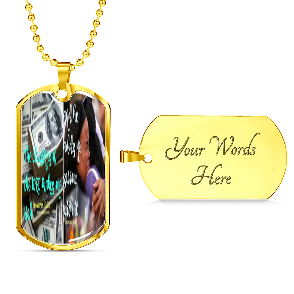 IKE MENS SCRIPTURE COLLAGE MILITARY CHAIN NECKLACE