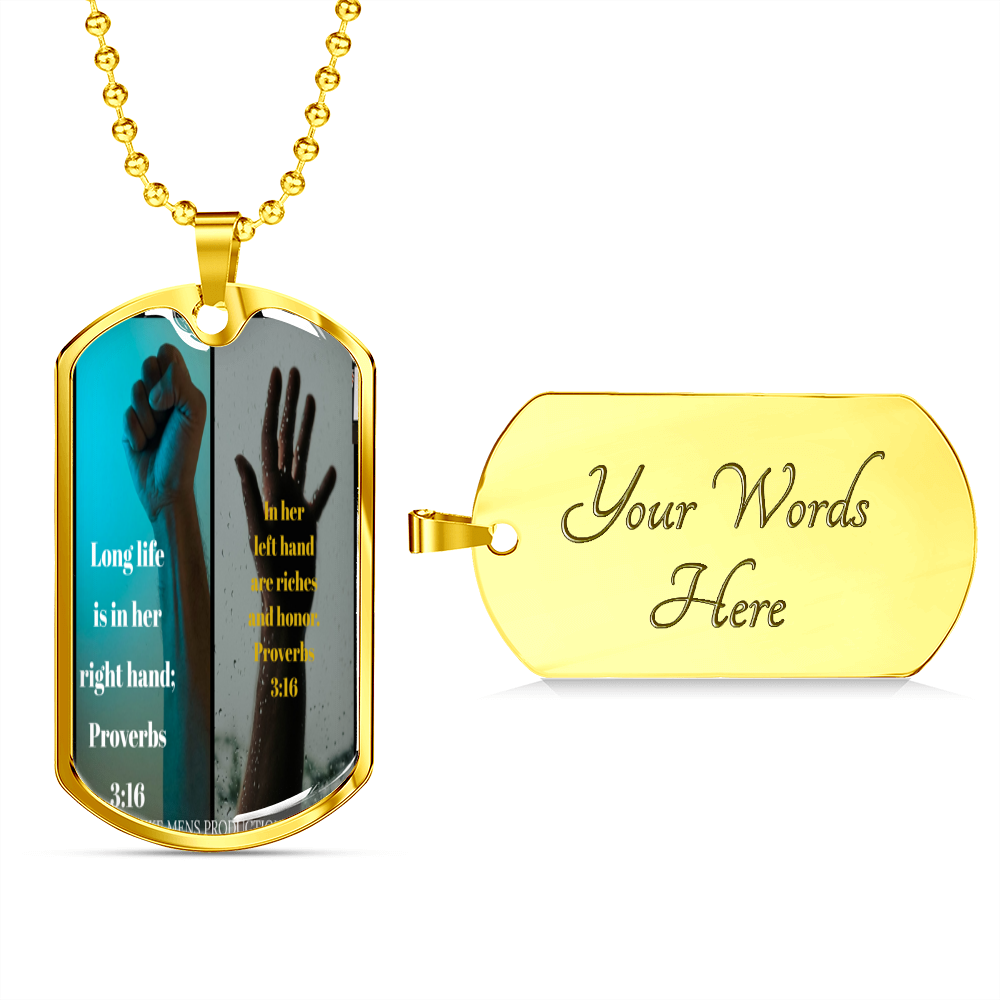 IKE MENS SCRIPTURE COLLAGE MILITARY CHAIN NECKLACE