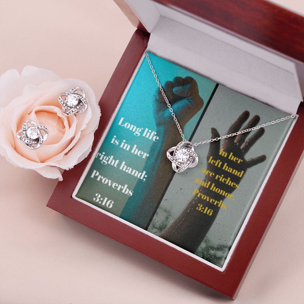 IKE MENS SCRIPTURE COLLAGE LOVE KNOT EARRING AND NECKLACE SET