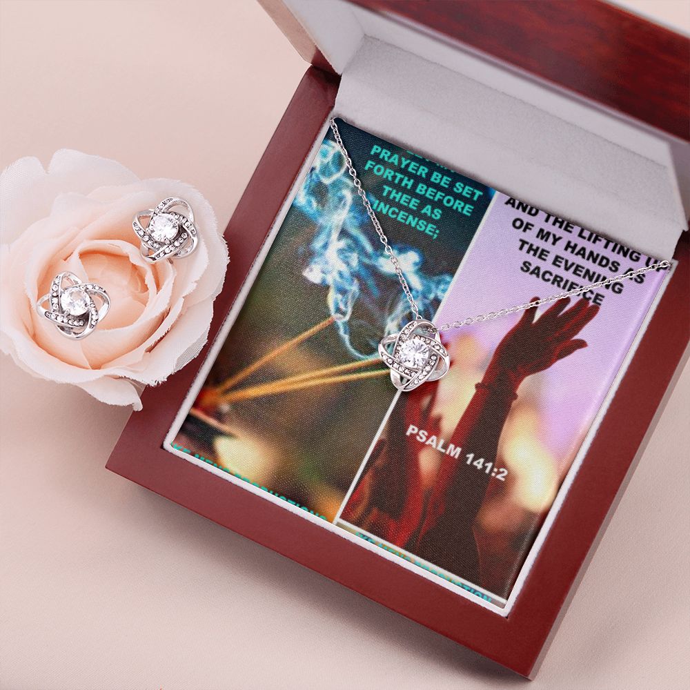 IKE MENS SCRIPTURE COLLAGE LOVE KNOT EARRING AND NECKLACE SET