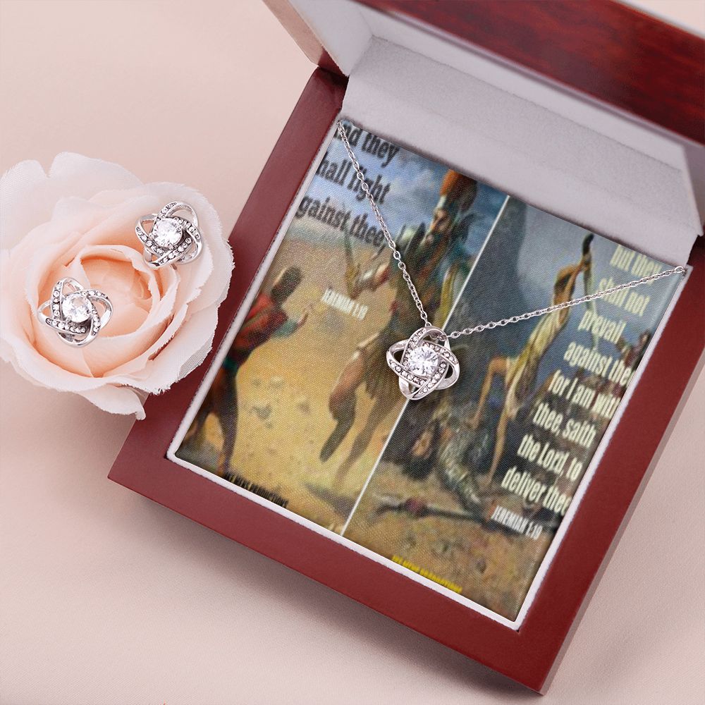 IKE MENS SCRIPTURE COLLAGE LOVE KNOT EARRING AND NECKLACE SET