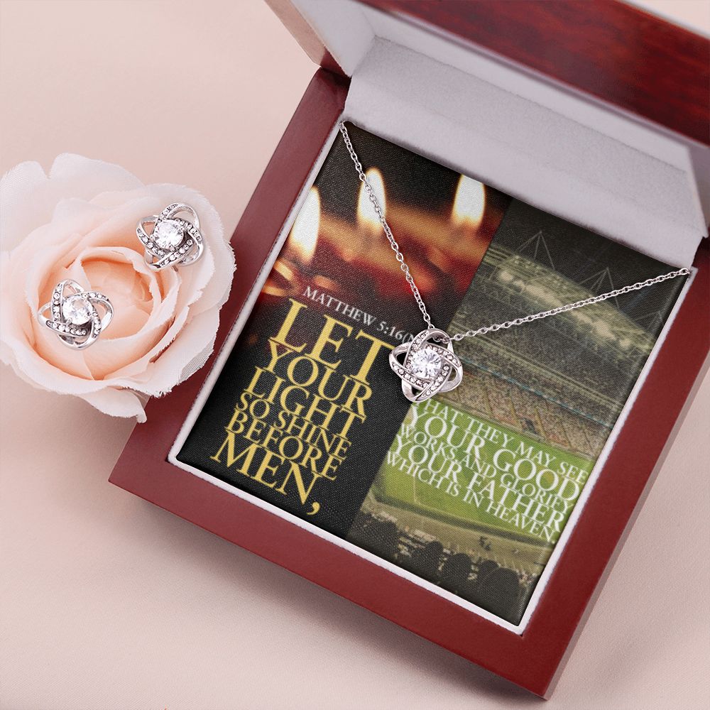 IKE MENS SCRIPTURE COLLAGE LOVE KNOT EARRING AND NECKLACE SET