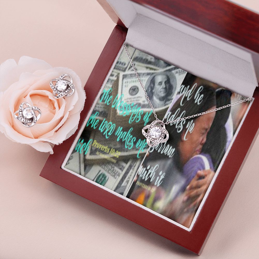 IKE MENS SCRIPTURE COLLAGE LOVE KNOT EARRING AND NECKLACE SET