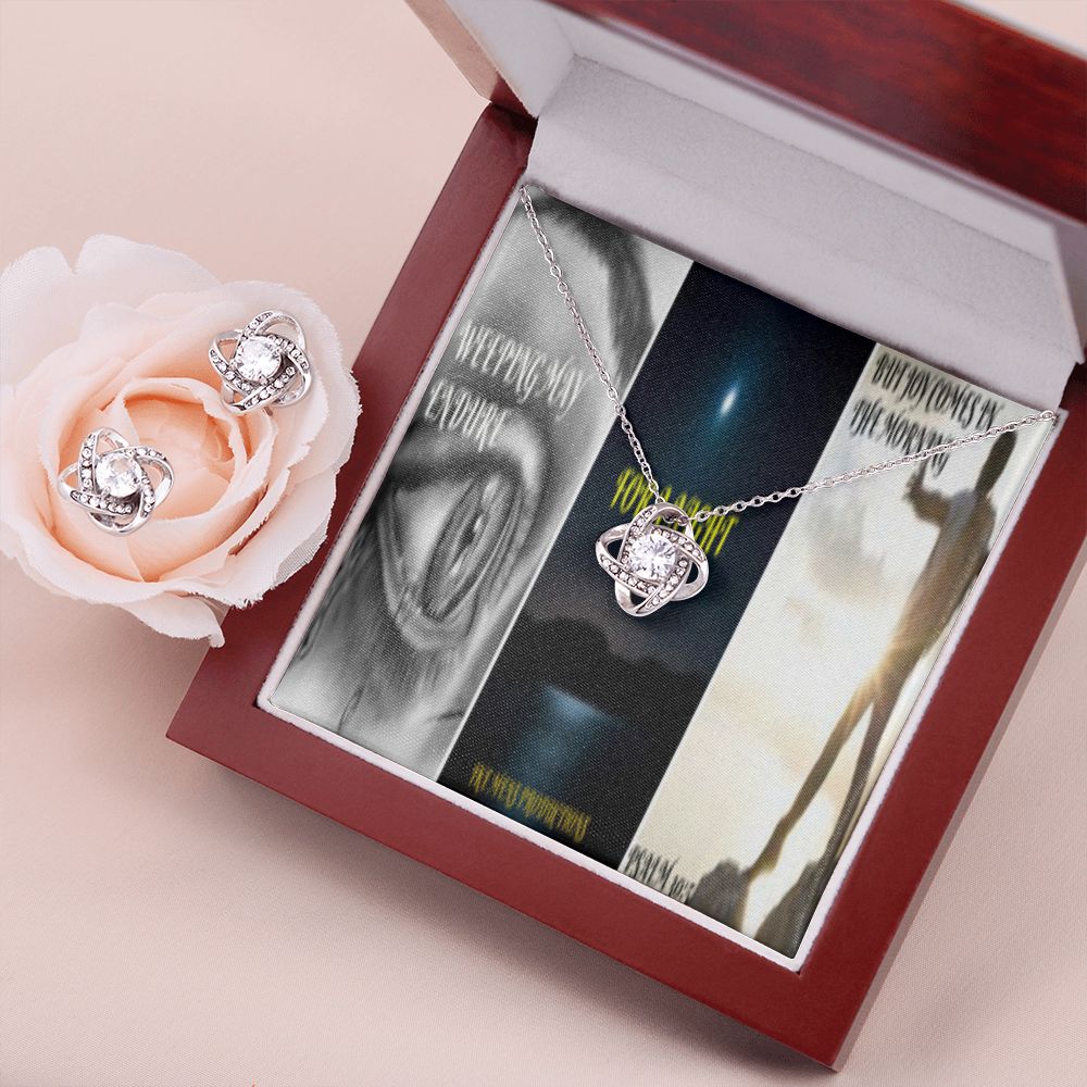 IKE MENS SCRIPTURE COLLAGE LOVE KNOT EARRING AND NECKLACE SET