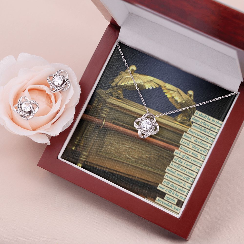 LOVE KNOT EARRING AND NECKLACE SET IN ARK OF THE COVENANT