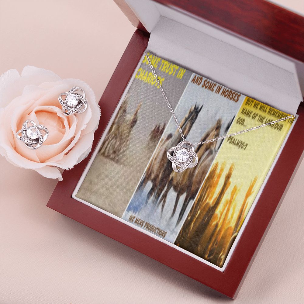 IKE MENS SCRIPTURE COLLAGE LOVE KNOT EARRING AND NECKLACE SET