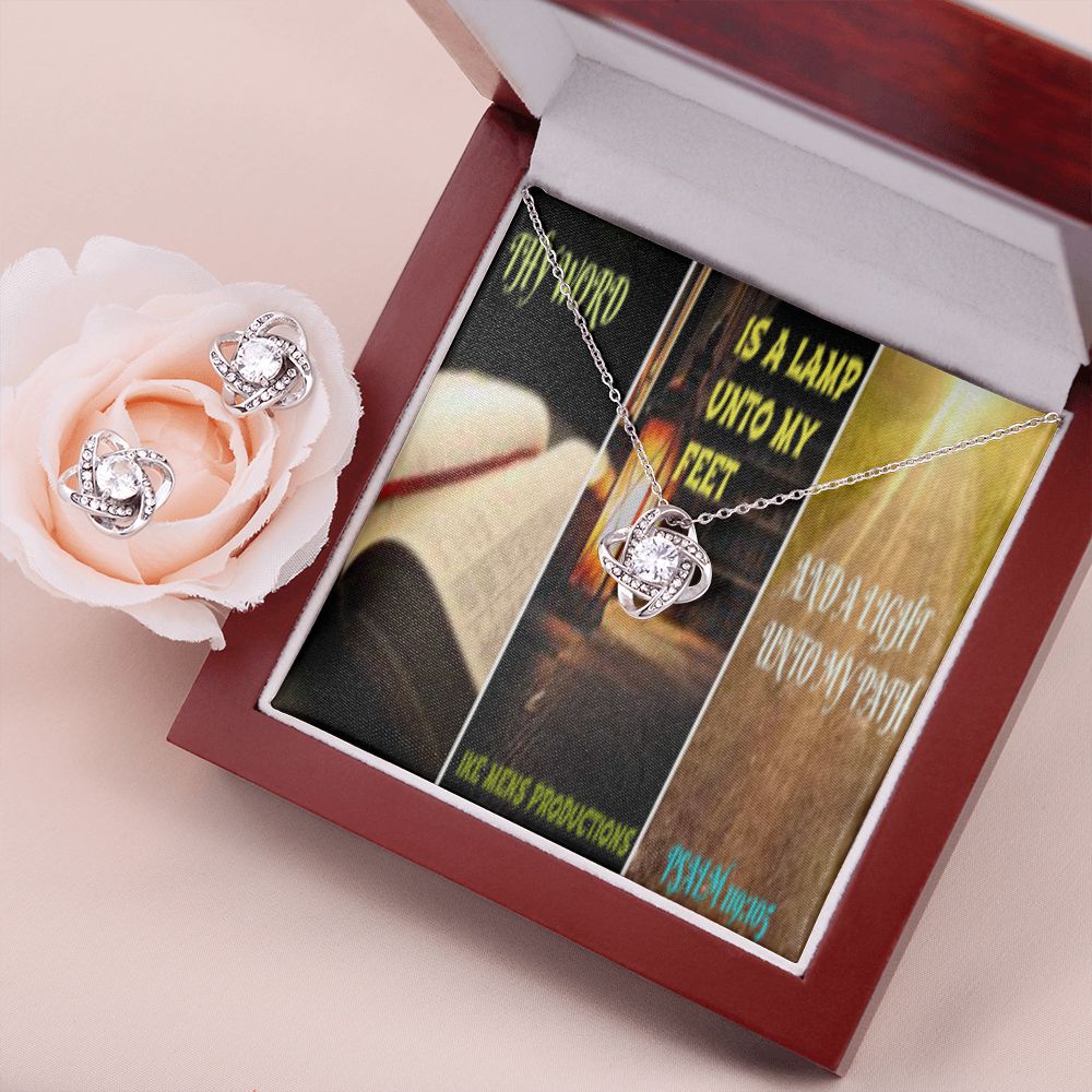 IKE MENS SCRIPTURE COLLAGE LOVE KNOT EARRING AND NECKLACE SET