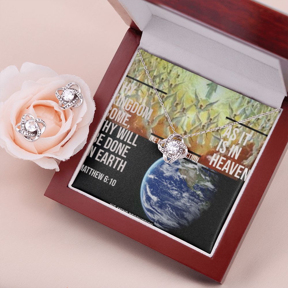 IKE MENS SCRIPTURE COLLAGE LOVE KNOT EARRING AND NECKLACE SET