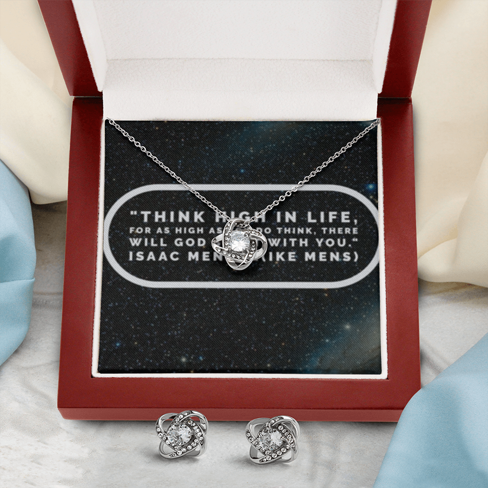 IKE MENS Quote Love Knot Earring & Necklace Set