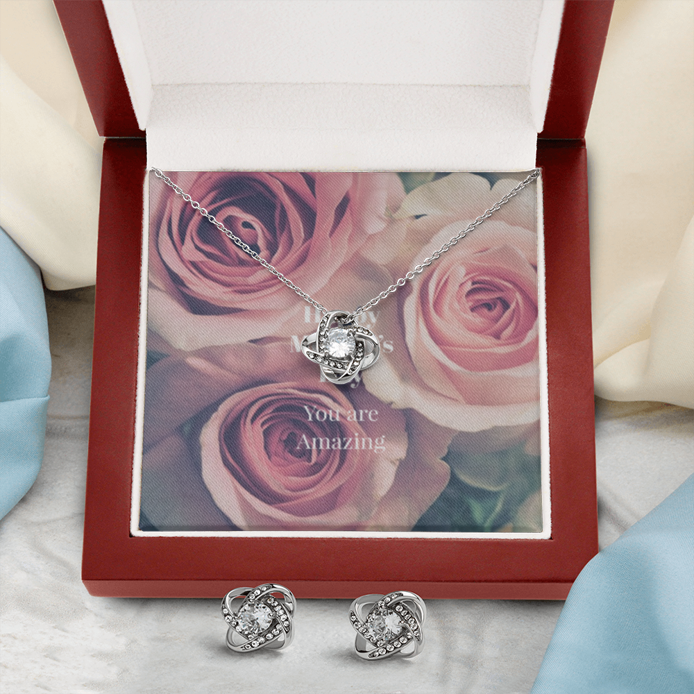 Happy Mother's Day Love Knot Earring and Necklace set