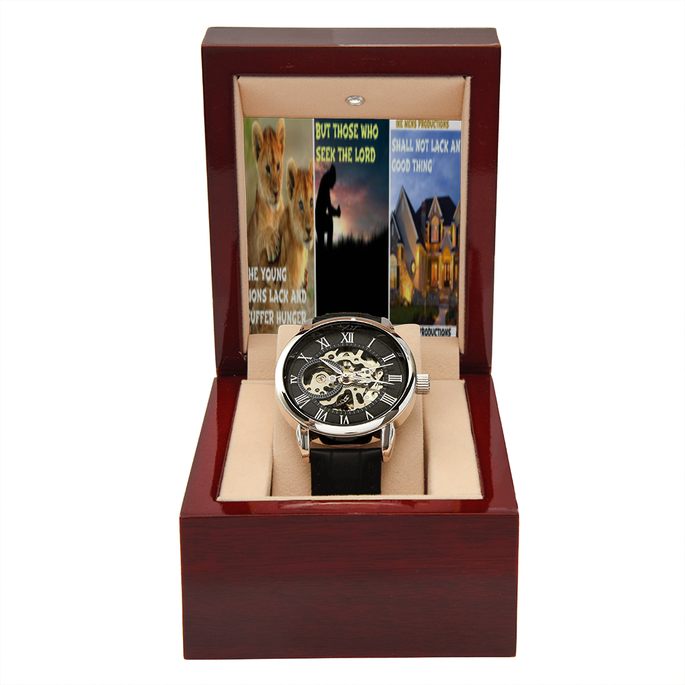 IKE MENS SCRIPTURE COLLAGE OPEN WORK WATCH