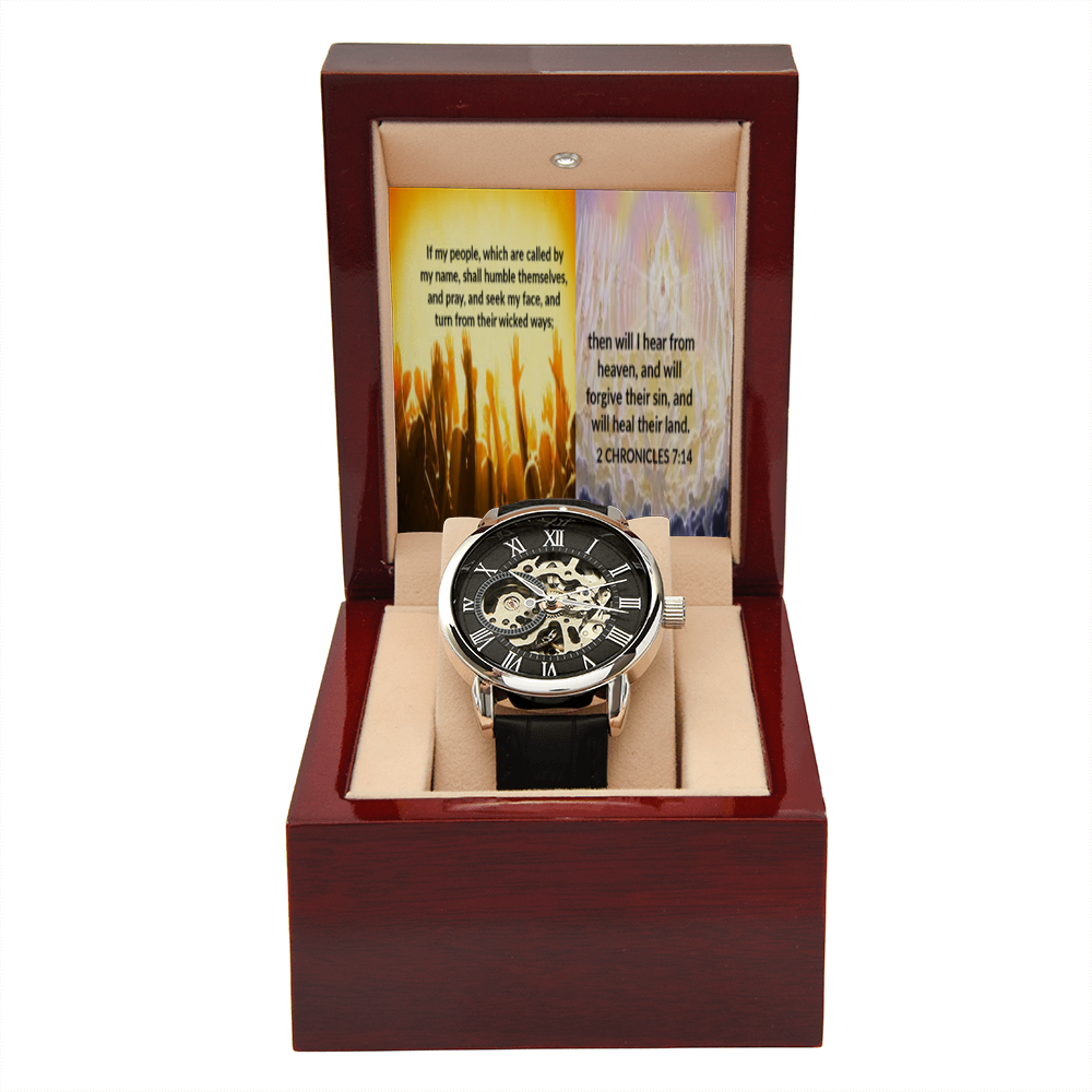 IKE MENS SCRIPTURE COLLAGE OPEN WORK WATCH