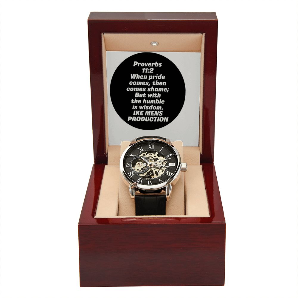 MEN'S OPENWORK WATCH WITH PROVERBS