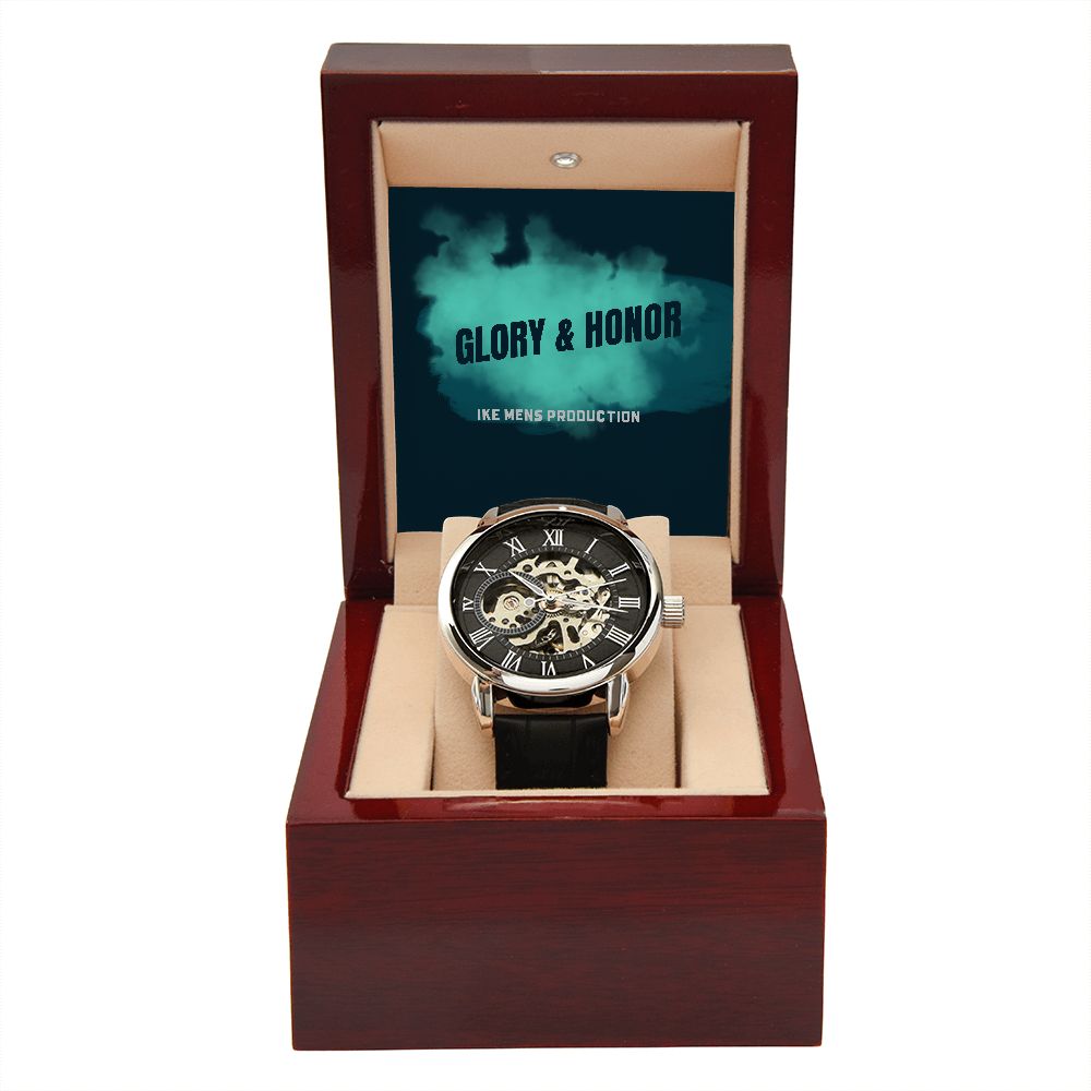 GLORY & HONOR MEN'S OPENWORK WATCH