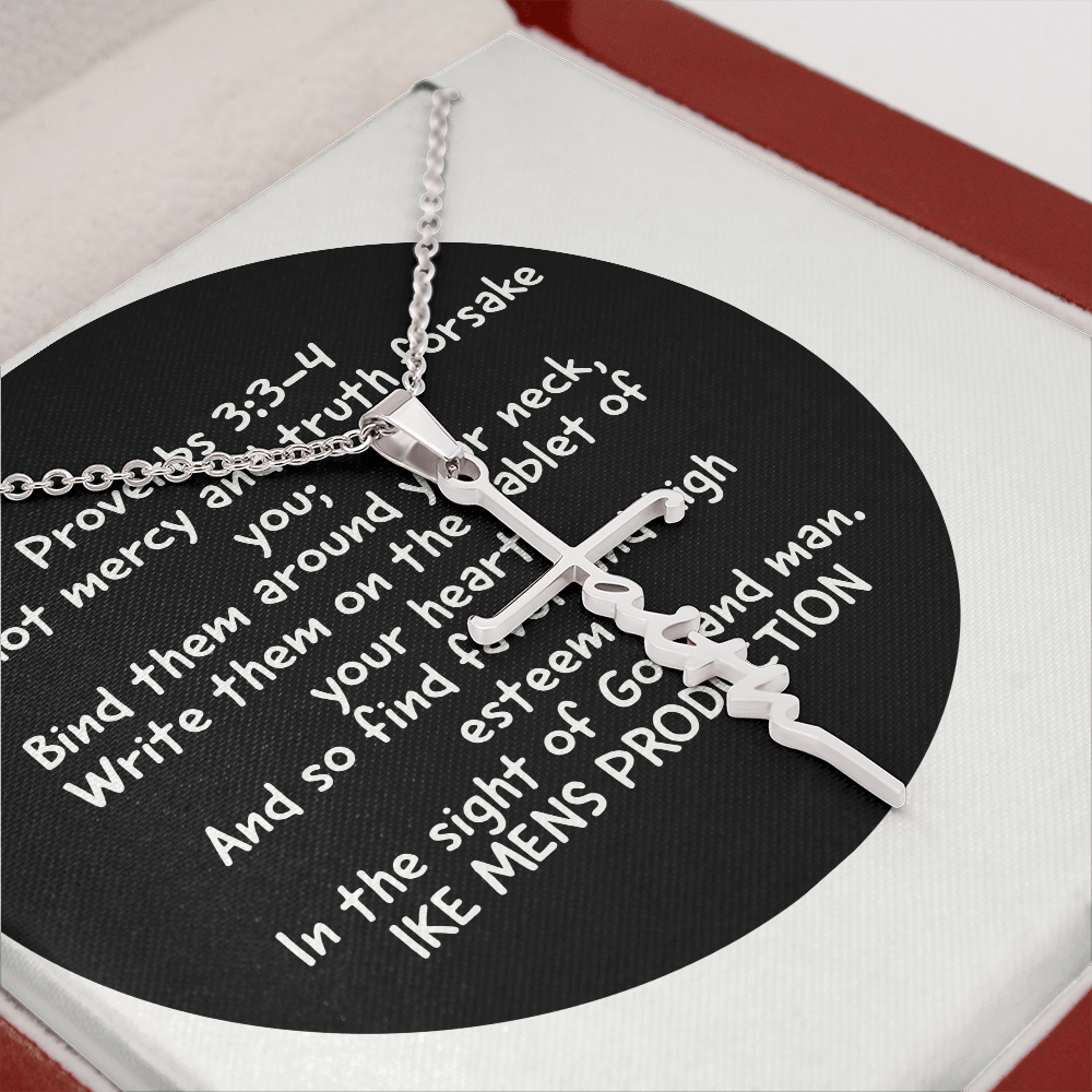 Faith Cross Necklace with a Proverb