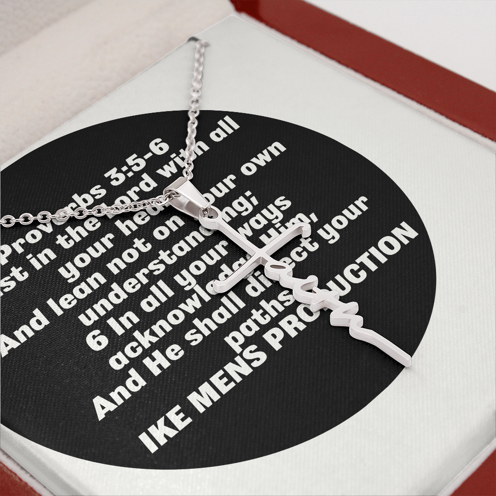 Faith Cross Necklace with a Proverb
