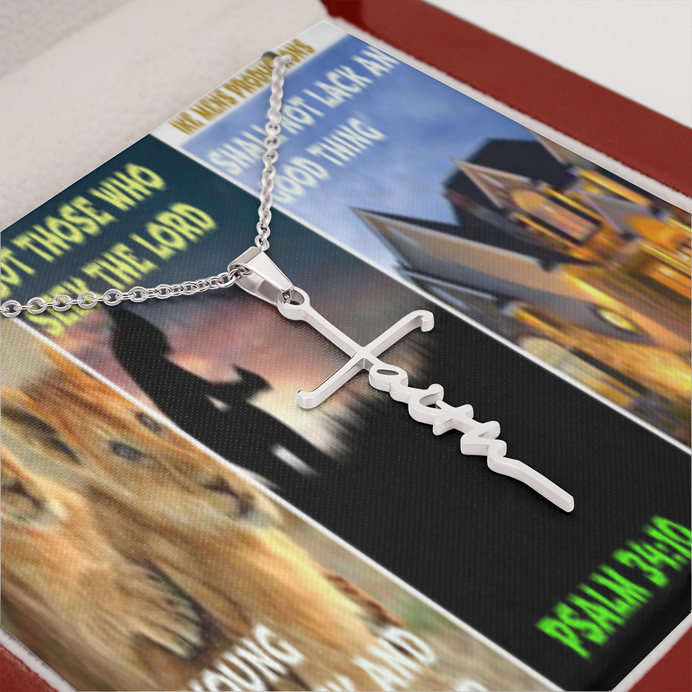 IKE MENS SCRIPTURE COLLAGE FAITH CROSS NECKLACE