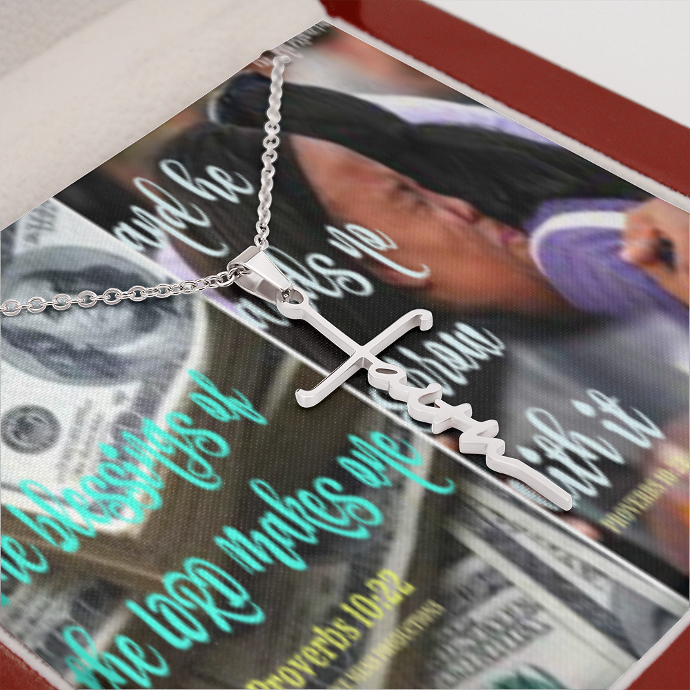 IKE MENS SCRIPTURE COLLAGE FAITH CROSS NECKLACE