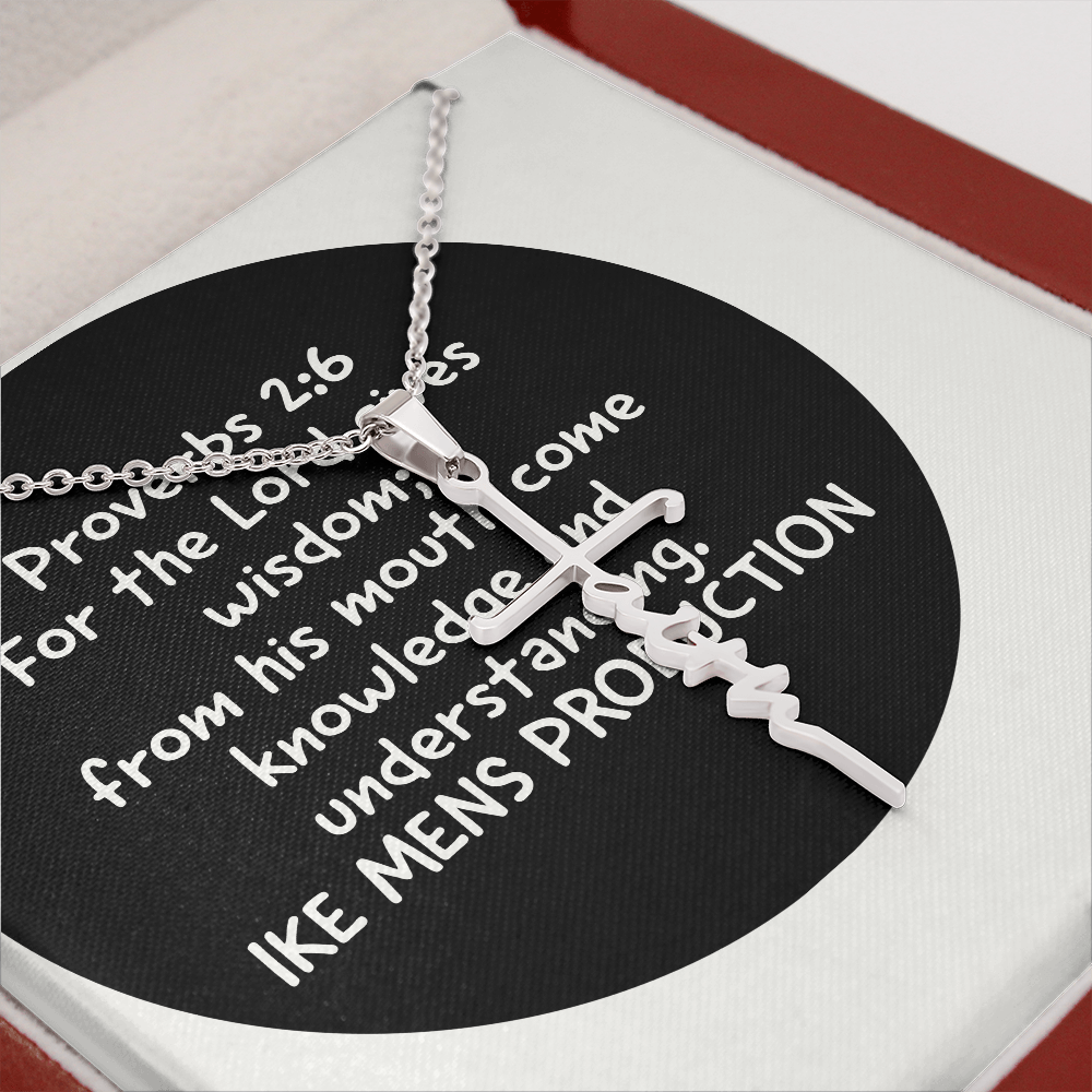 Faith Cross Necklace with a Proverb