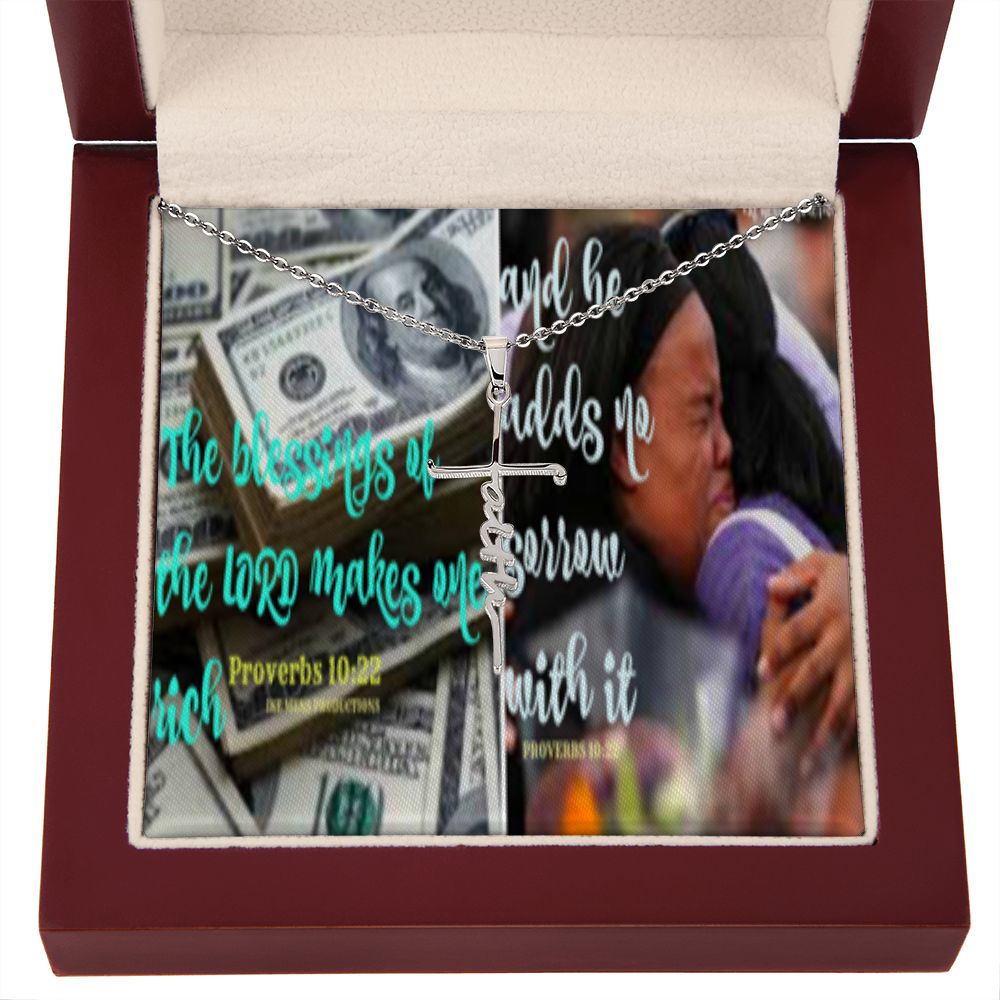 IKE MENS SCRIPTURE COLLAGE FAITH CROSS NECKLACE