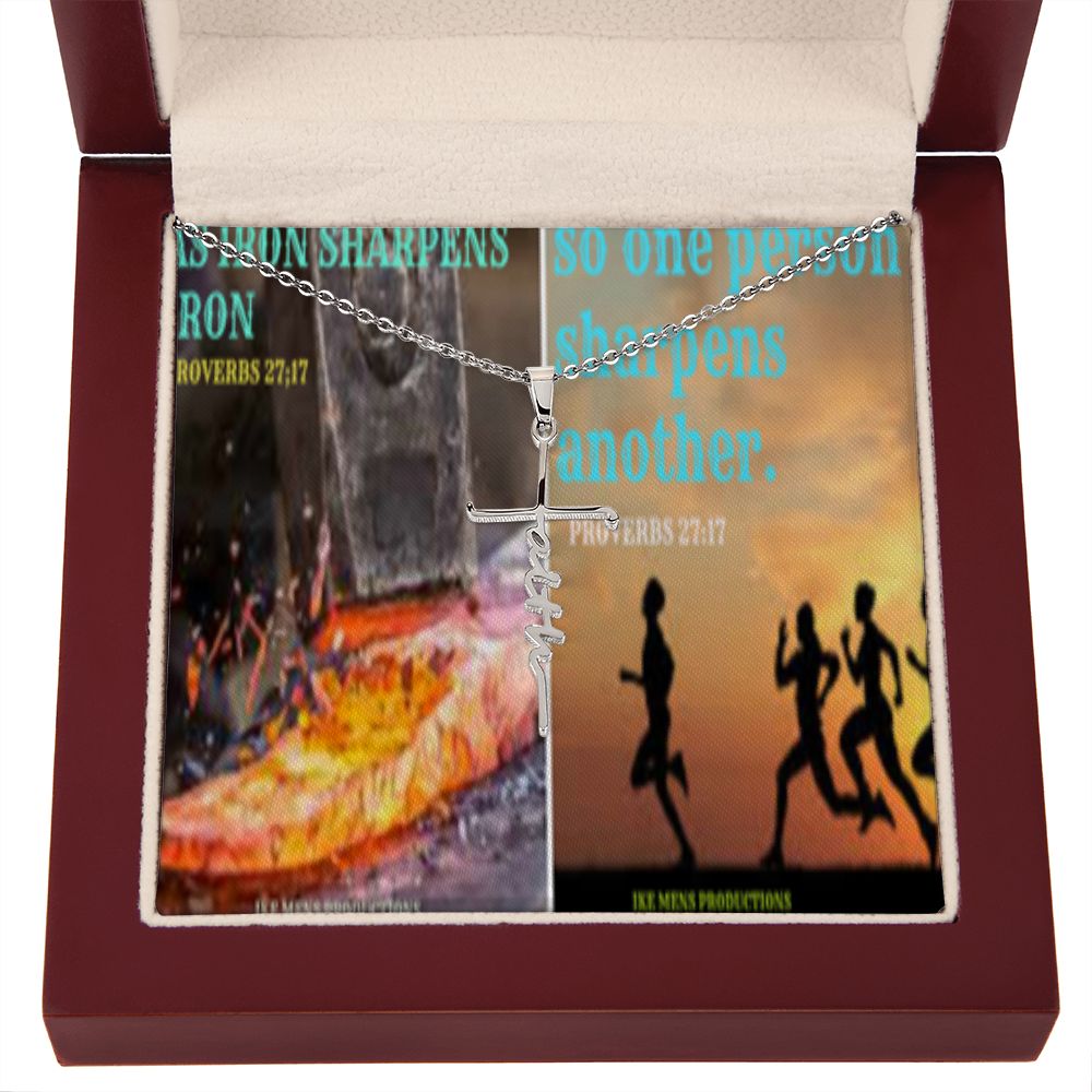 IKE MENS SCRIPTURE COLLAGE FAITH CROSS NECKLACE