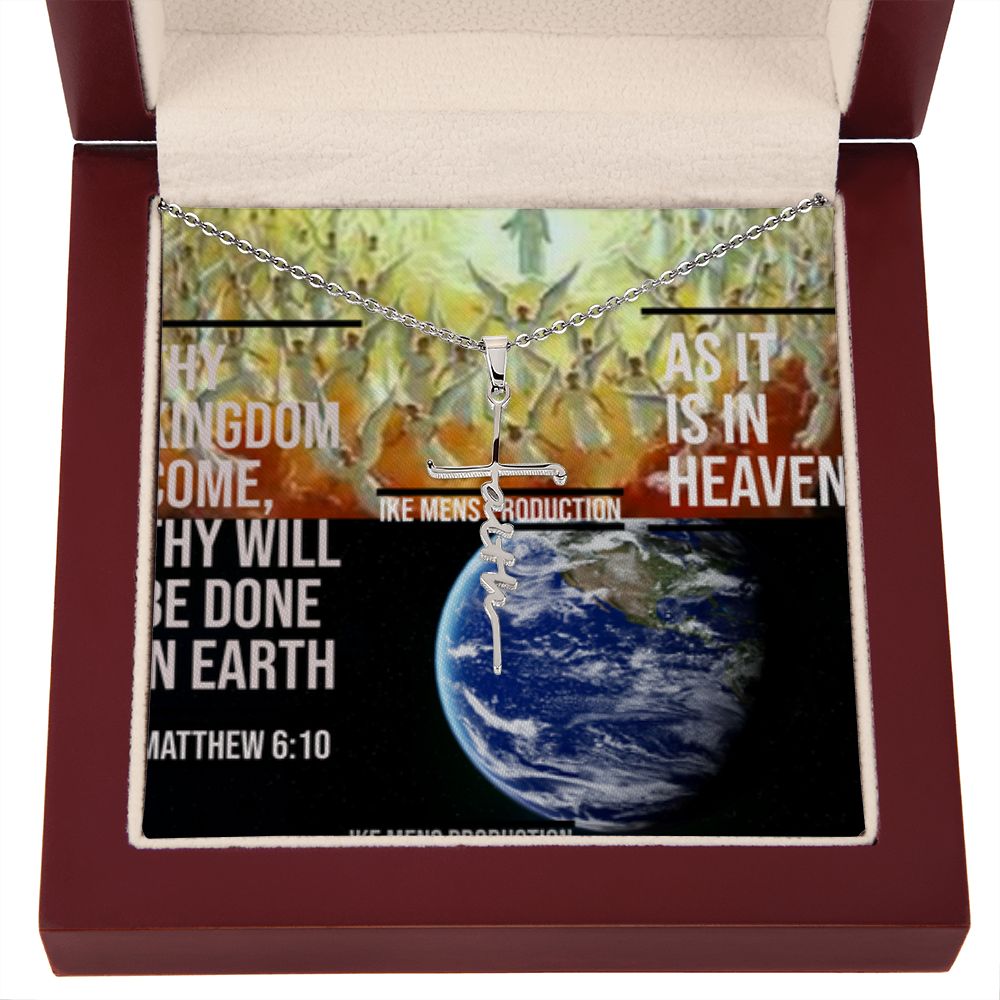 IKE MENS SCRIPTURE COLLAGE FAITH CROSS NECKLACE WITH