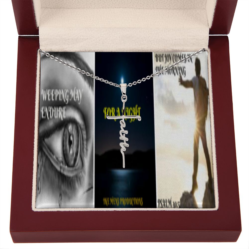 IKE MENS SCRIPTURE COLLAGE FAITH CROSS NECKLACE