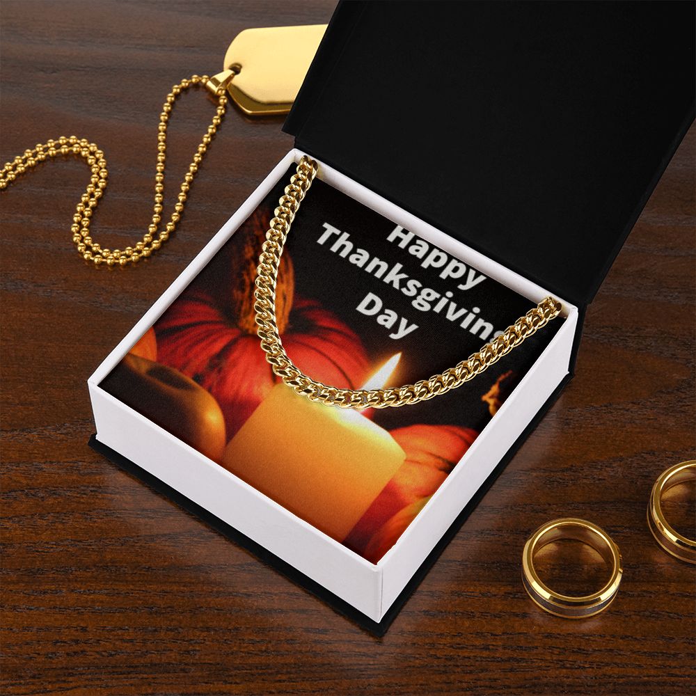 HAPPY THANKSGIVING DAY CUBAN LINK CHAIN