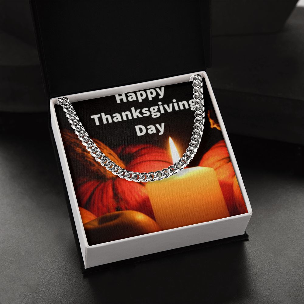 HAPPY THANKSGIVING DAY CUBAN LINK CHAIN