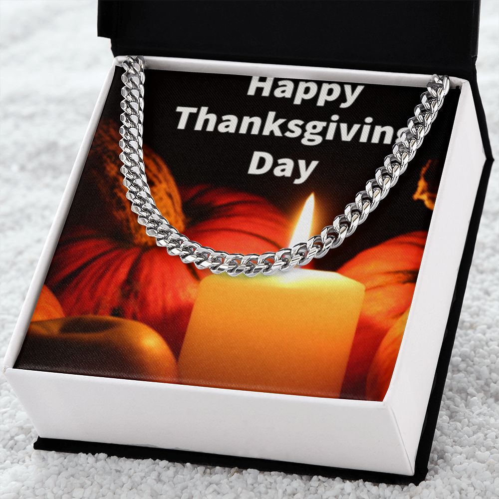 HAPPY THANKSGIVING DAY CUBAN LINK CHAIN