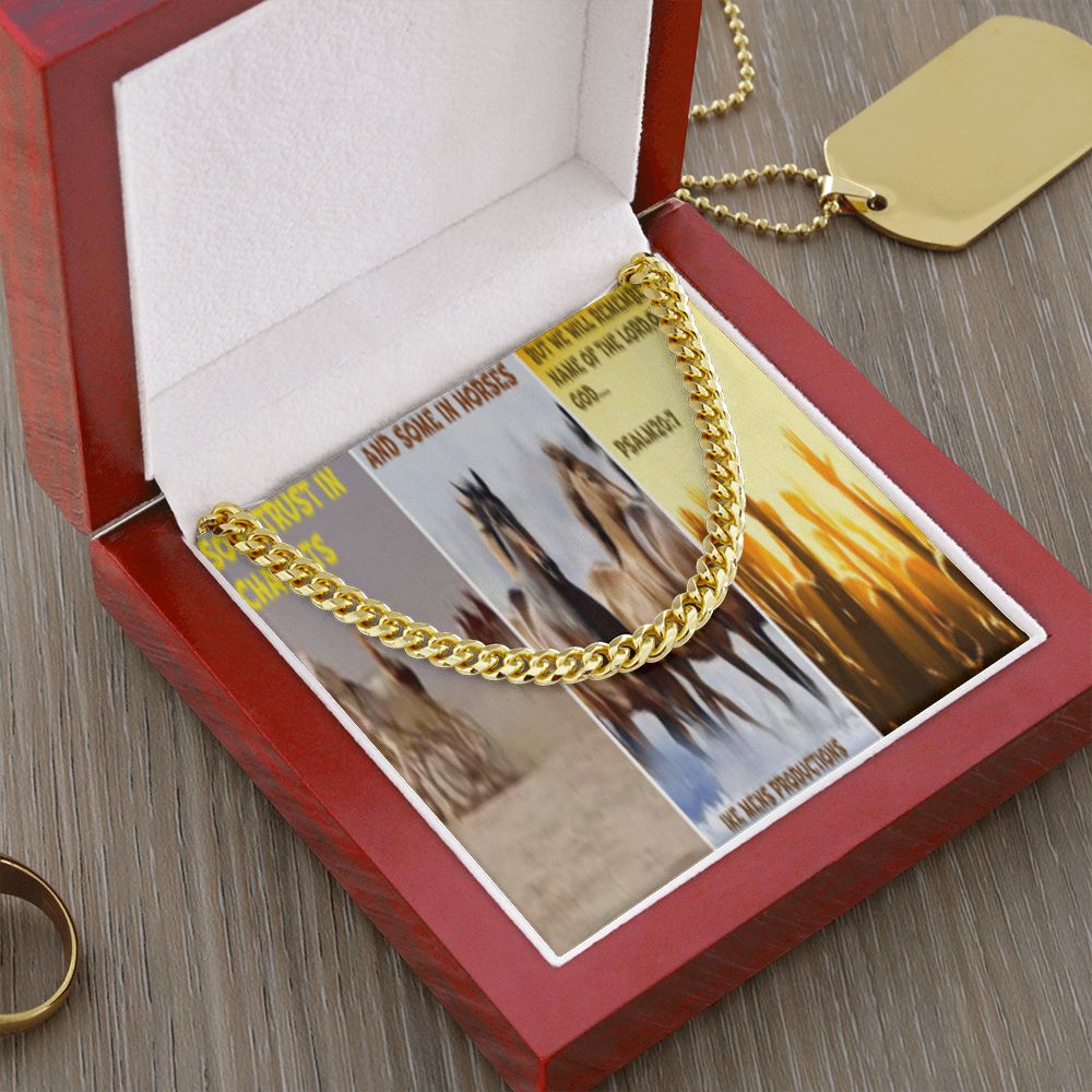 IKE MENS SCRIPTURE COLLAGE CUBAN LINK CHAIN