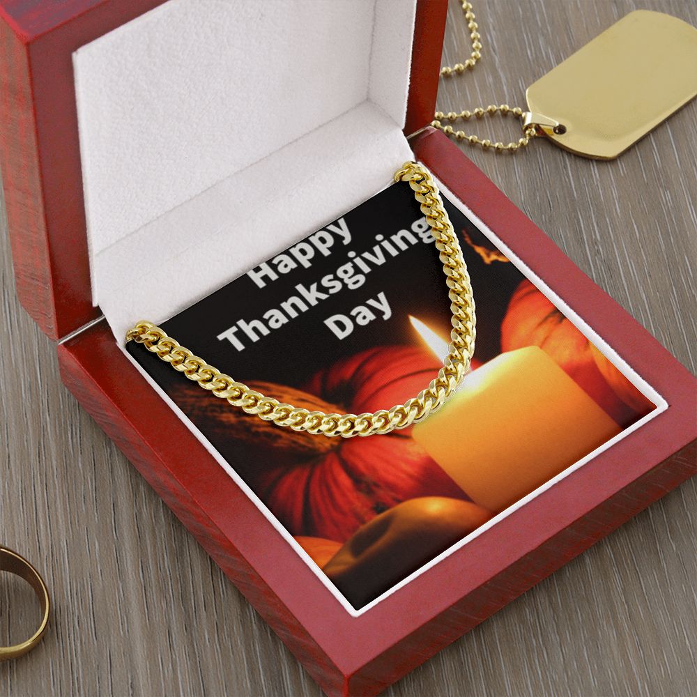 HAPPY THANKSGIVING DAY CUBAN LINK CHAIN