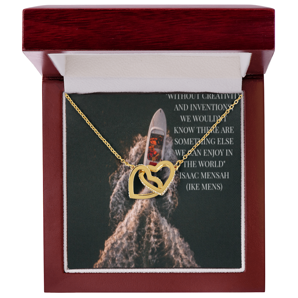 IKE MENS QUOTE INTERLOCKING HEART'S NECKLACE L
