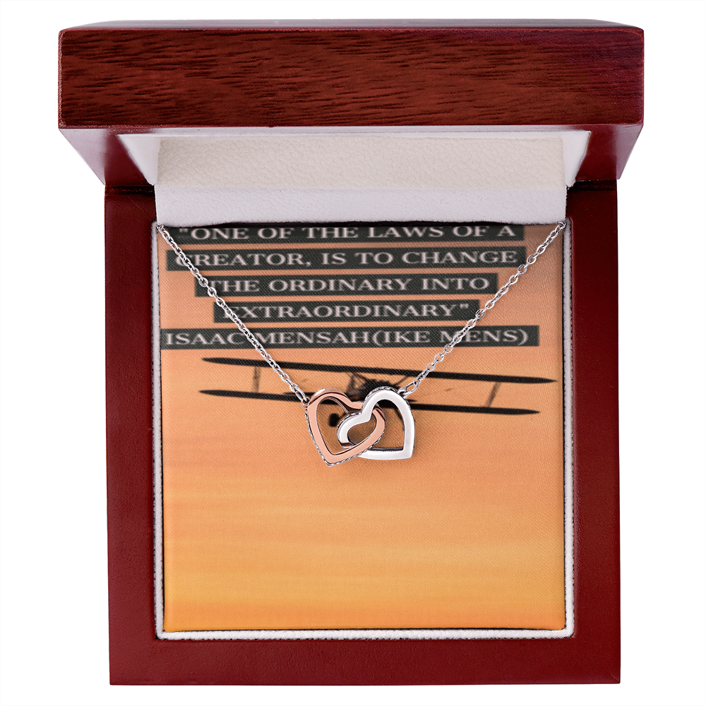 IKE MENS QUOTE INTERLOCKING HEART'S NECKLACE L